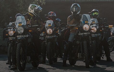 A Group Of Royal Enfield Motorcycle Riders