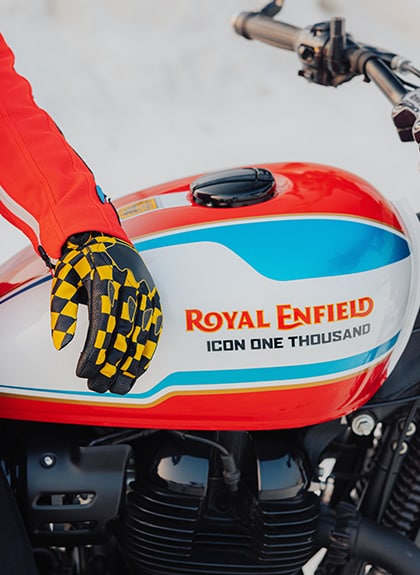 ICON 1000 tank decal, marking this motorcycle as one of ICON's bespoke builds and the first global collaboration drop to be sold worldwide